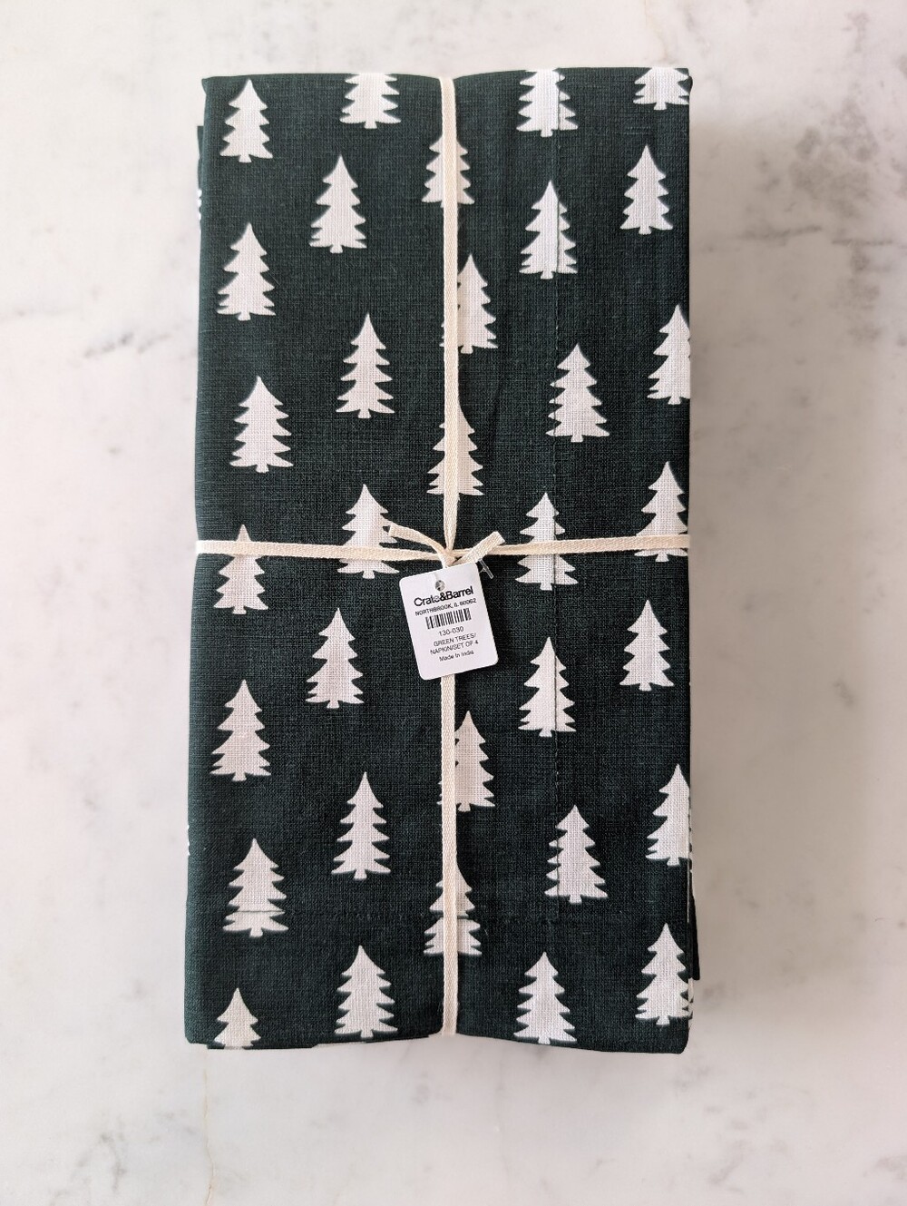 Crate & Barrel Green Trees Dinner Napkin, Set of 4